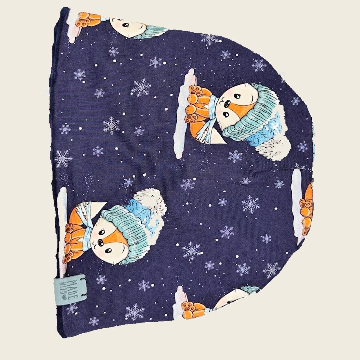 Mütze "Winter-Kinder Schneeflocken" marineblau