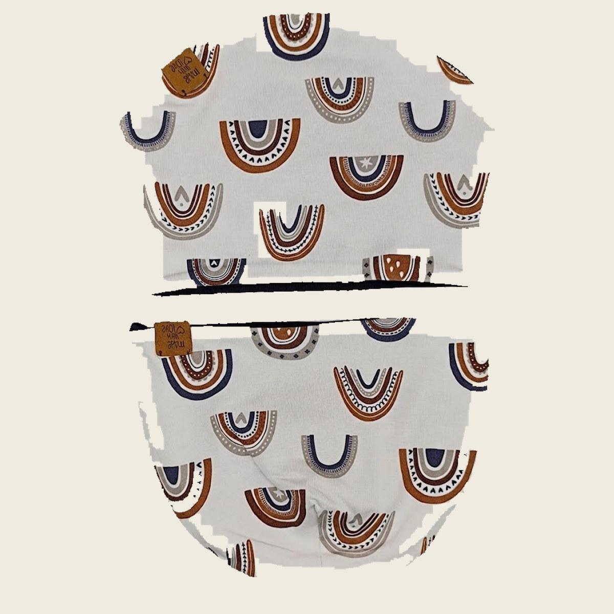 Set Mütze + Loop-Schal "Boho-Regenbogen" creme