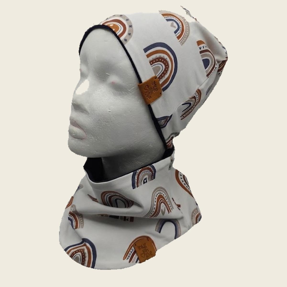 Set Mütze + Loop-Schal "Boho-Regenbogen" creme — Ansicht 3